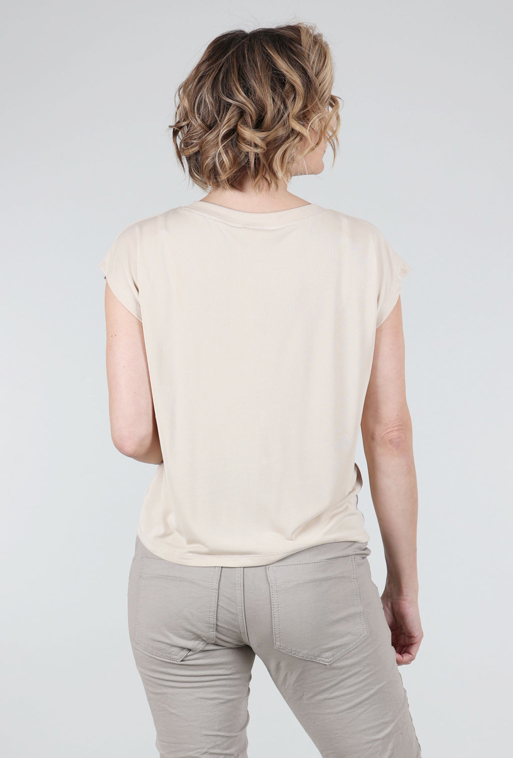 Mystree Front Ruched Modal Top, Sand 