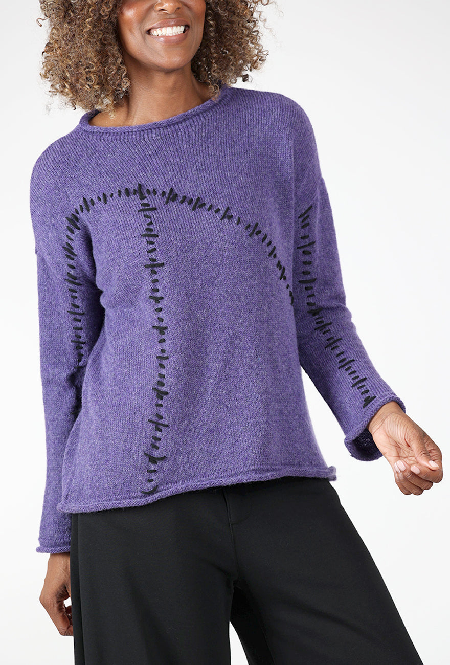 Ozai Stitched Together Sweater, Purple/Black 