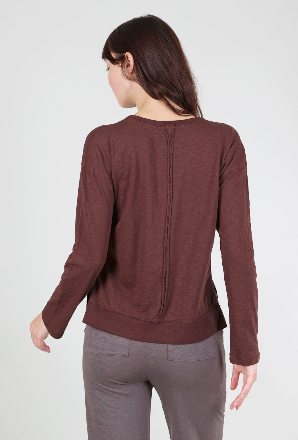 Mododoc L/S Crewneck Boxy Top, Chateau Brown 