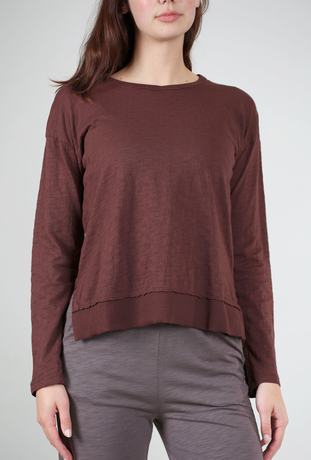 Mododoc L/S Crewneck Boxy Top, Chateau Brown 