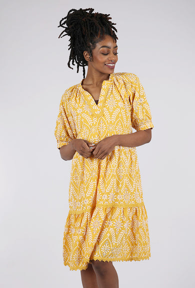 Mododoc Boho Eyelet Dress, Golden Sun 