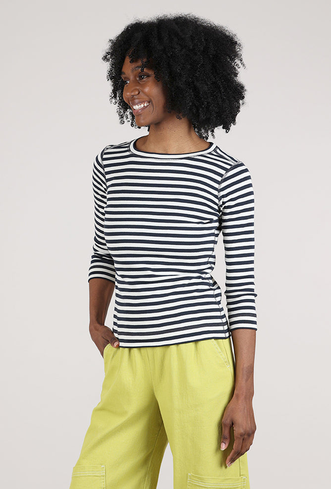 By Basics Organic Cotton Boatneck Tee, Raw Milk/Charcoal 