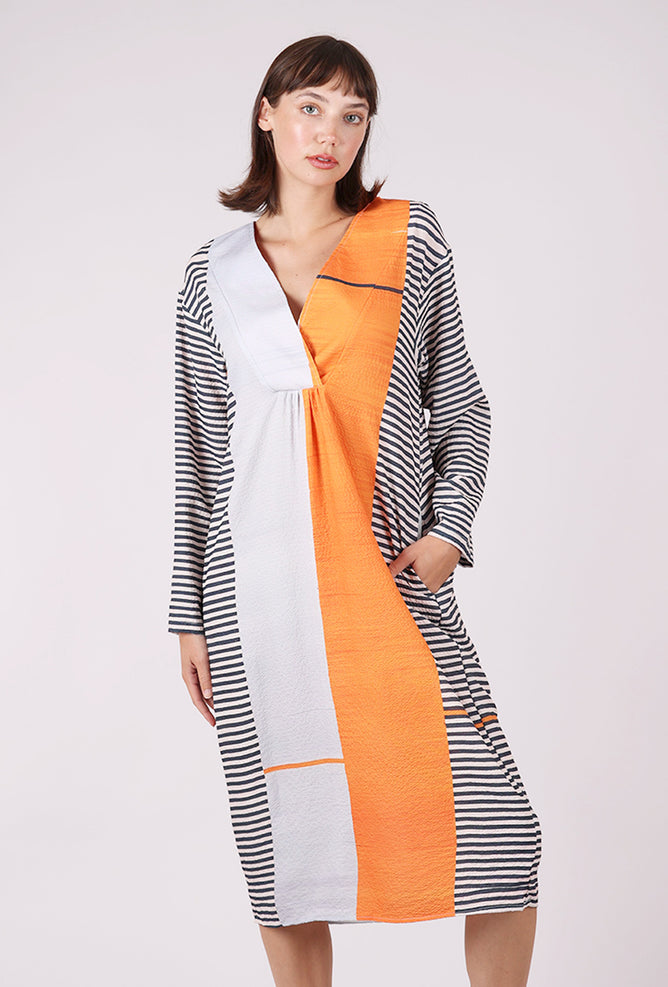 Dandelion Net Geometric Print Dress, Orange Multi 