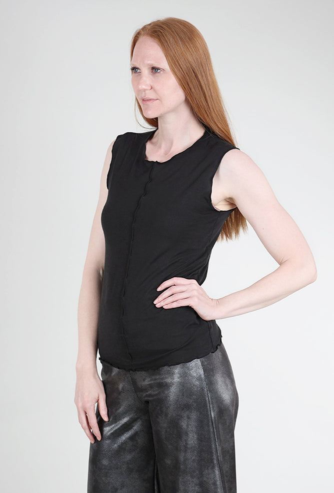 Cut Loose Seamed Knit Shell, Black 