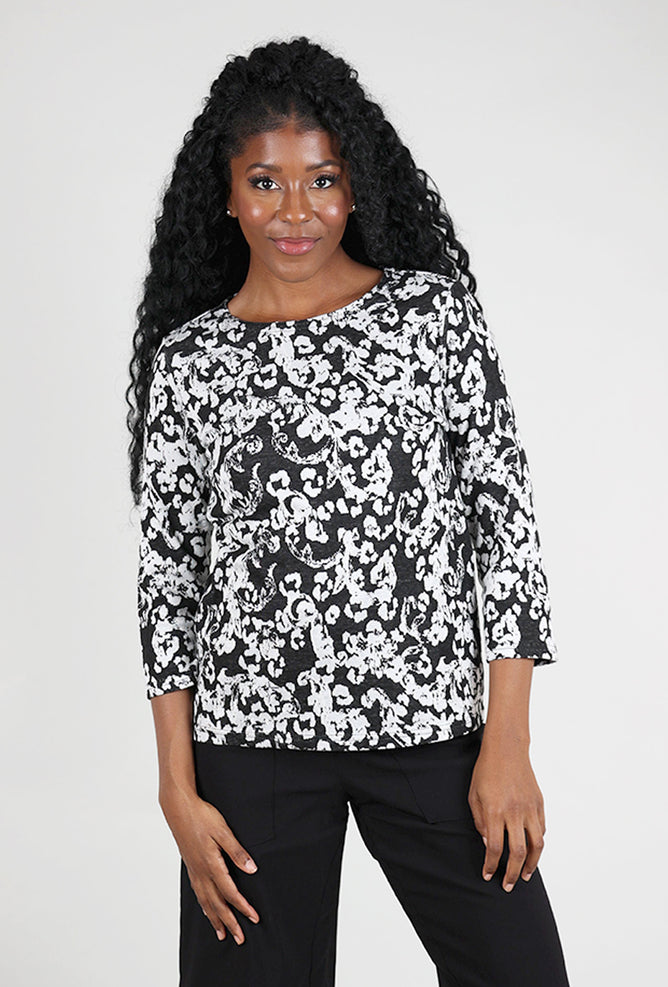 Cut Loose Jacquard Print Boatneck Top, Laundered 