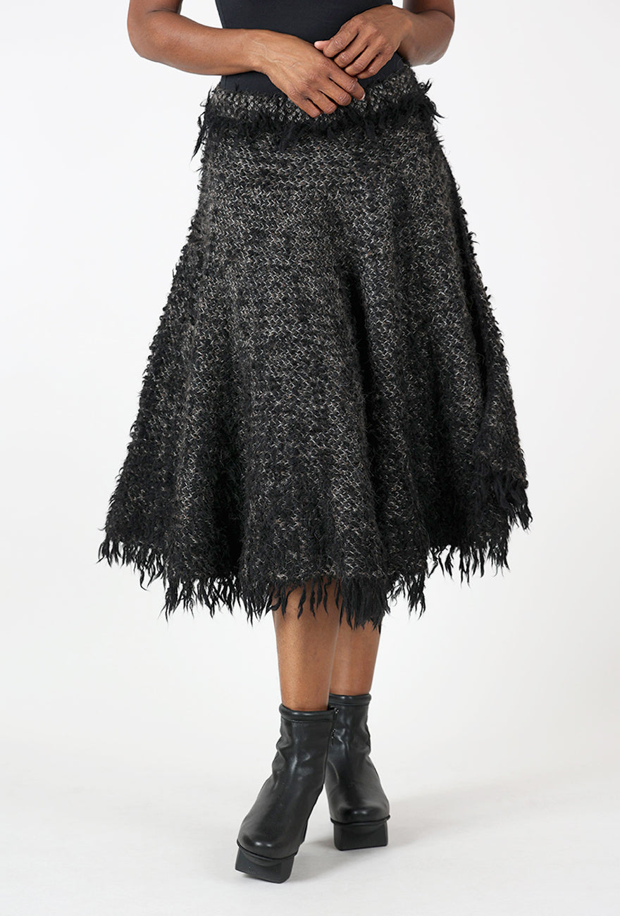 Leo Jacquard Knit Skirt, Black/Gray