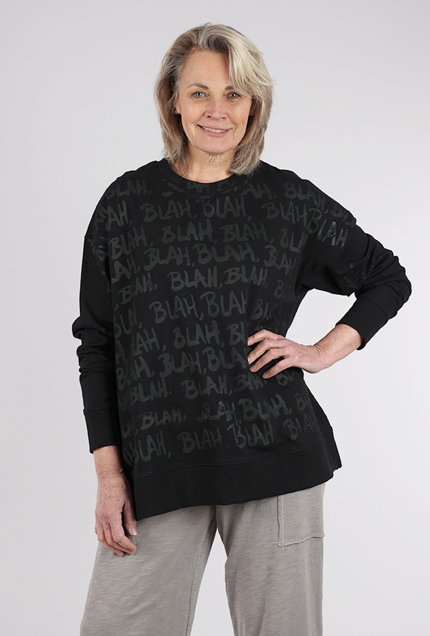 Paper Temples A Top Blah Blah Sweatshirt, Black 