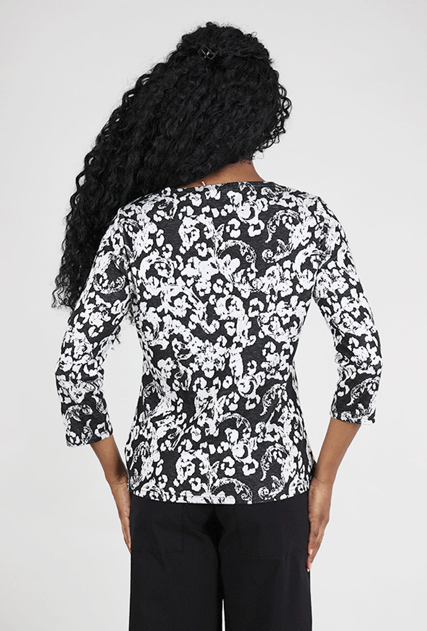 Cut Loose Jacquard Print Boatneck Top, Laundered 