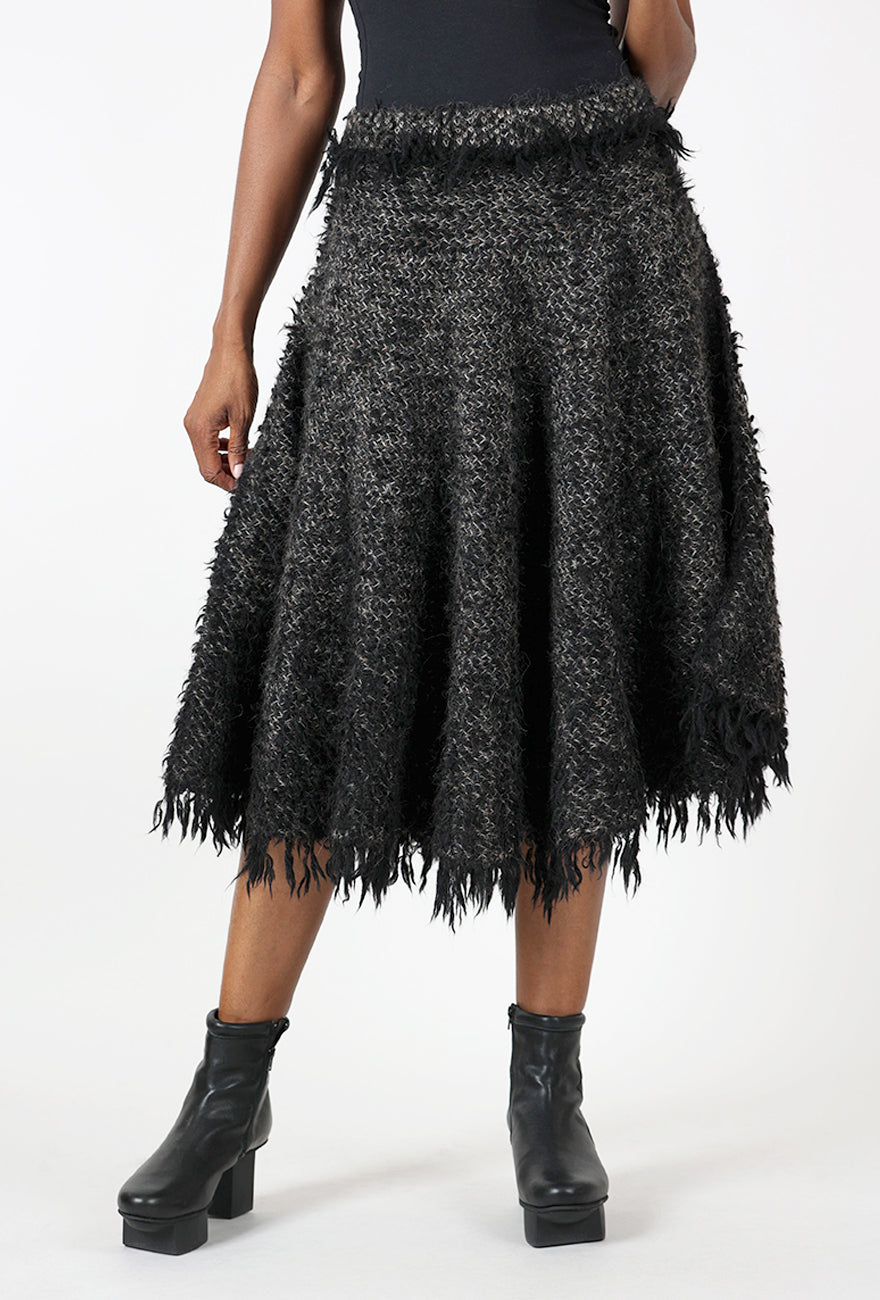 Leo Jacquard Knit Skirt, Black/Gray