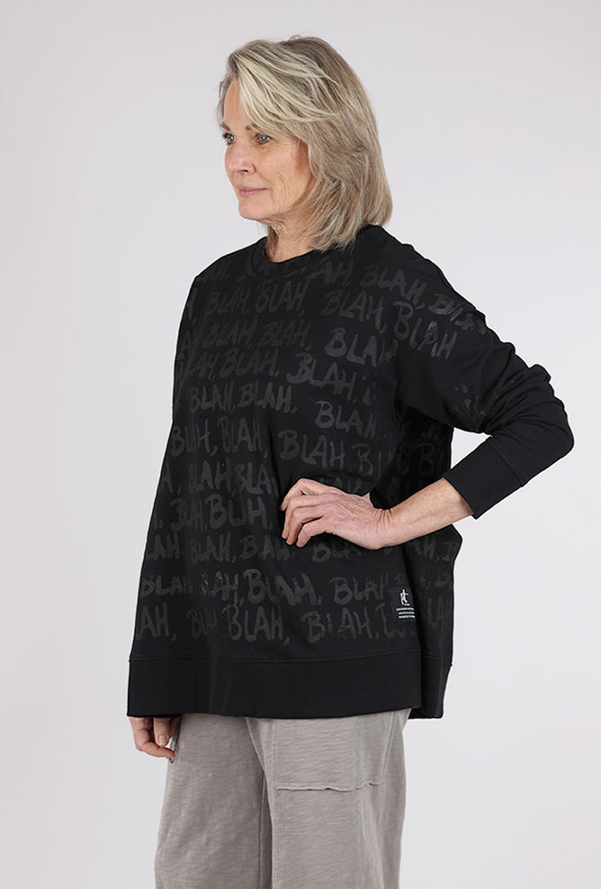 Paper Temples A Top Blah Blah Sweatshirt, Black 