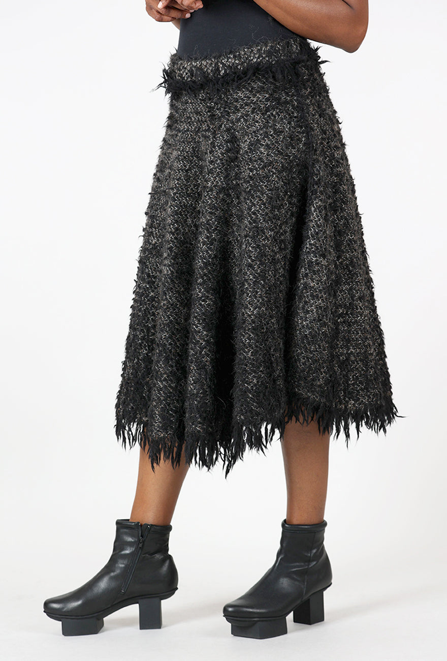 Leo Jacquard Knit Skirt, Black/Gray Angle 2