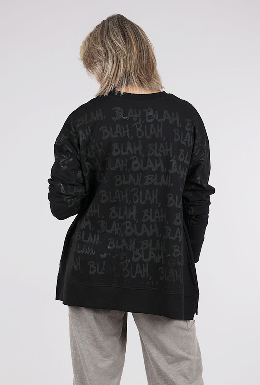 Paper Temples A Top Blah Blah Sweatshirt, Black 