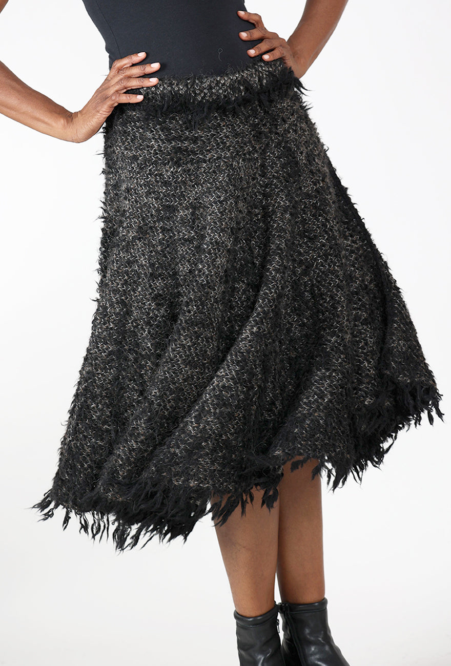 Leo Jacquard Knit Skirt, Black/Gray