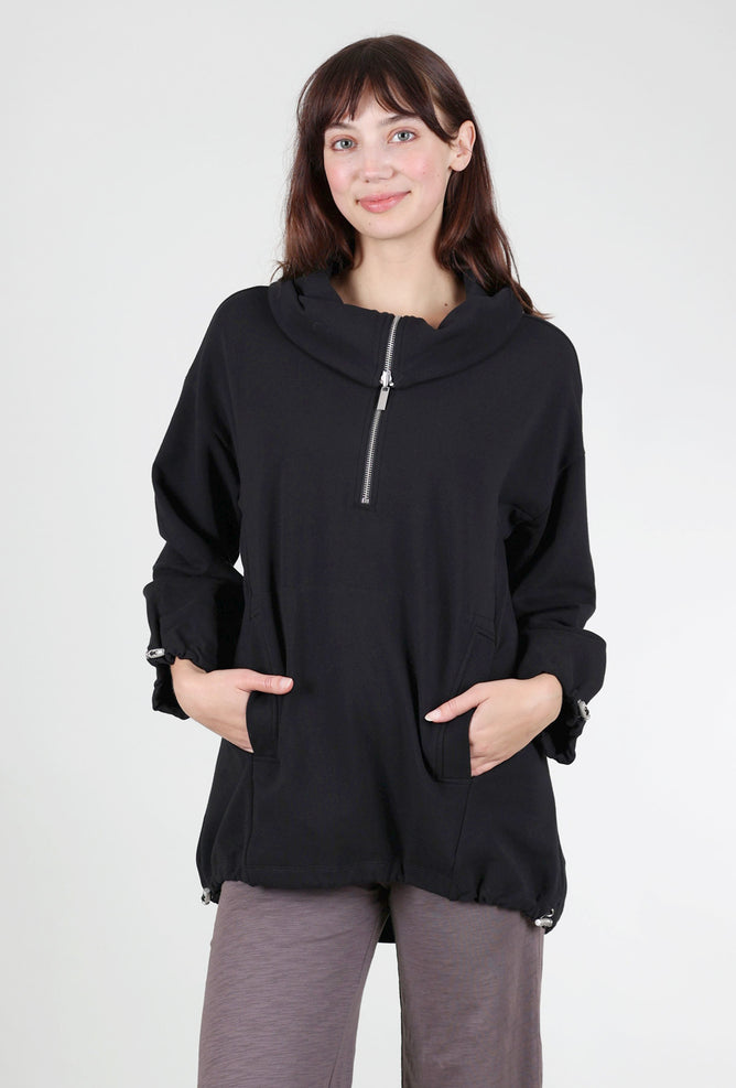 Liv Fleece Toggle Zip Pullover, Black 