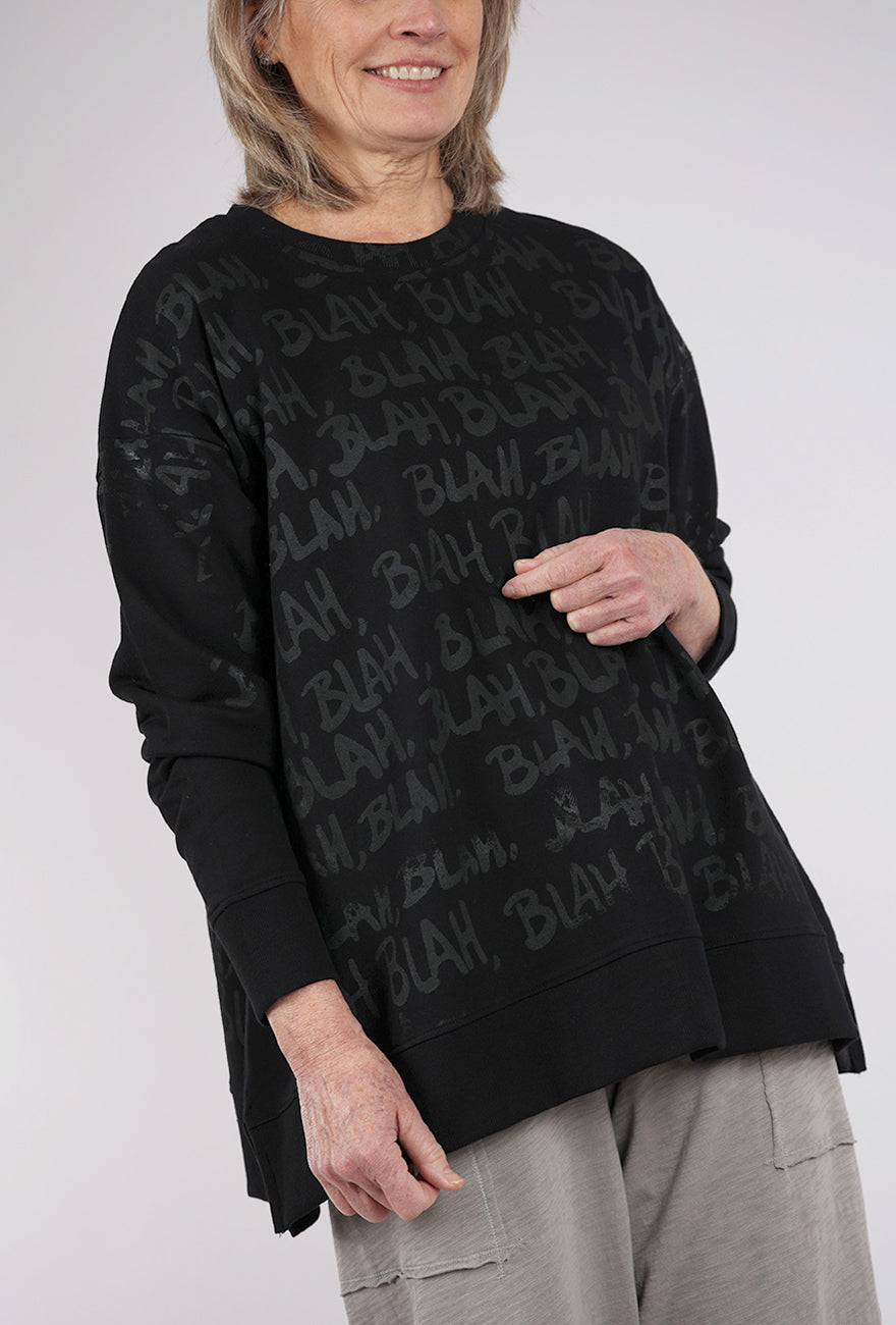 Paper Temples A Top Blah Blah Sweatshirt, Black 