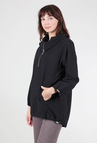 Liv Fleece Toggle Zip Pullover, Black 