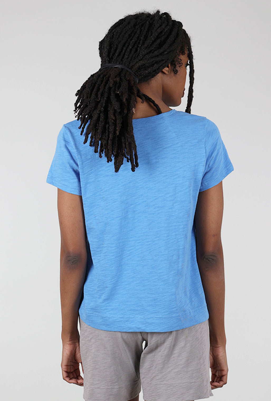 Escape by Habitat Cotton Slub V-Neck Tee, Marina Blue 