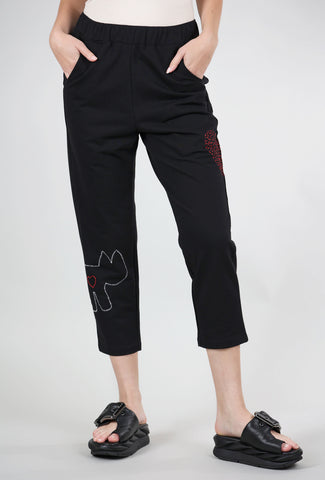 Cats With a Heart Tia Embroidered Sweatpants, Black 