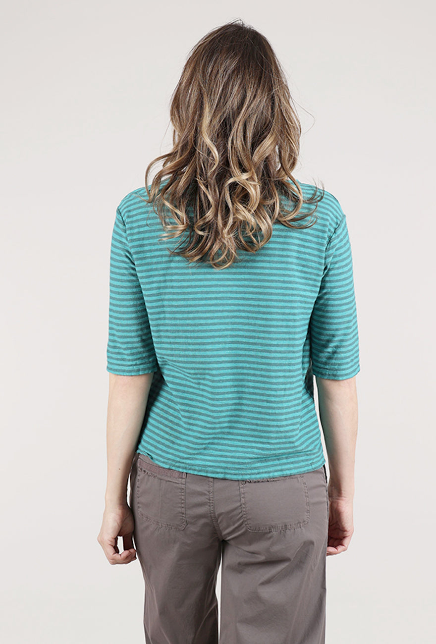 Cut Loose Gray Stripe Elbow Tee, Riviera 