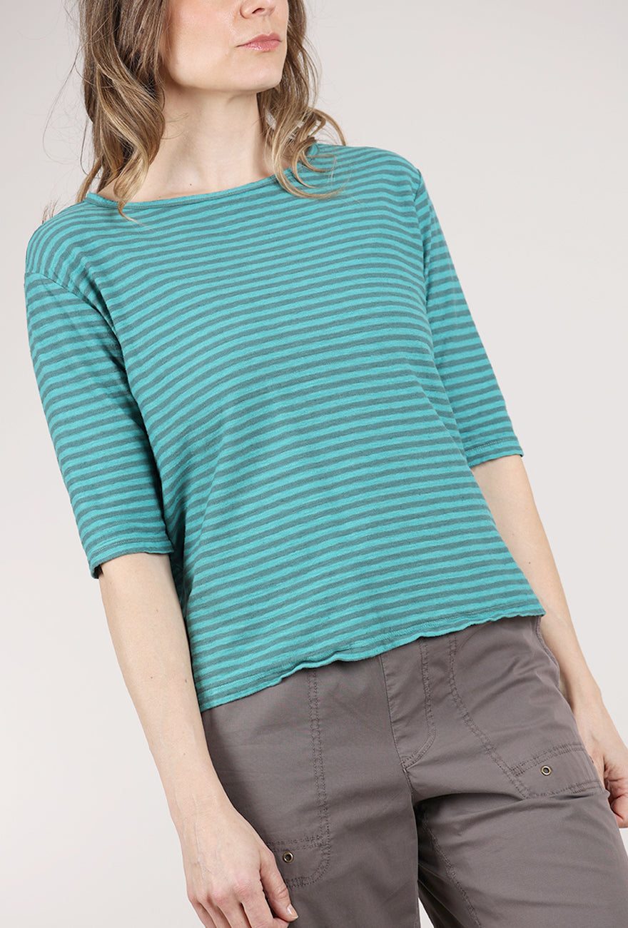 Cut Loose Gray Stripe Elbow Tee, Riviera 
