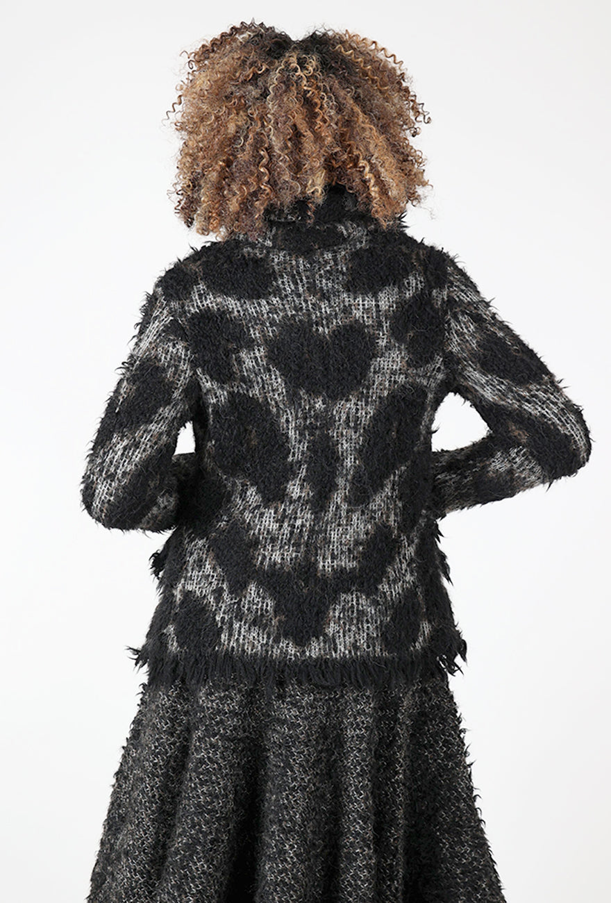 Leo Jacquard Knit Jacket, Black/Gray