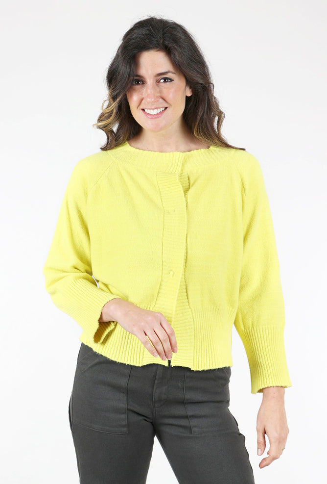 Knit Knit Ribbed-Bottom Little Cardie, Acid 