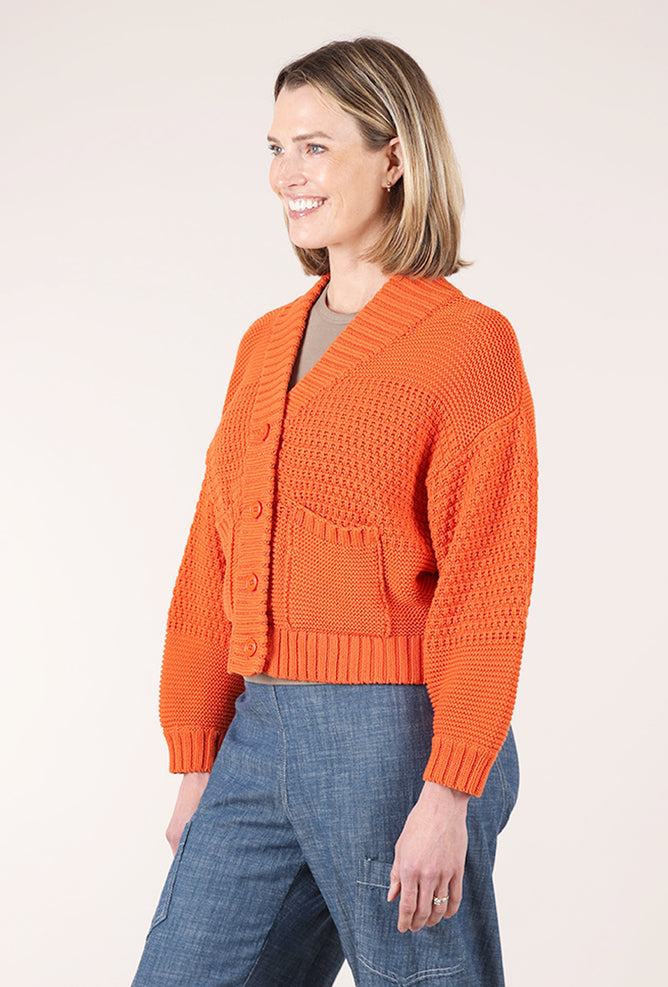 Curator Line Cardigan, Tomato 