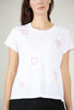 Cats With a Heart Hearts Embroidered S/S Tee, White 