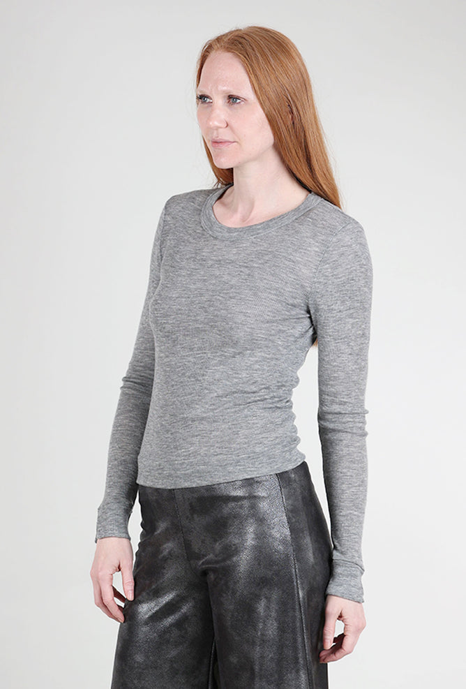 Grisal Tubular Cashmere Crewneck, Heather Gray One Size Heather Gray