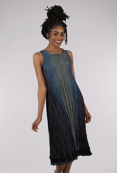 Viviana Uchitel Crinkled Hand-Dyed Silk Dress, Storm Gray 