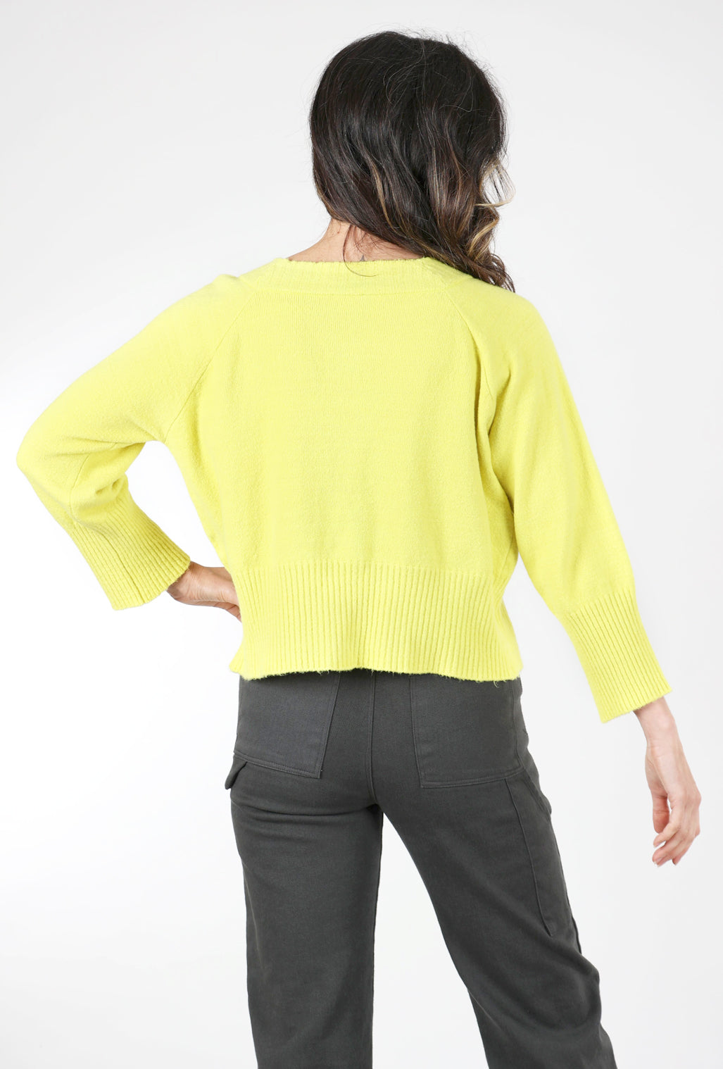 Knit Knit Ribbed-Bottom Little Cardie, Acid 