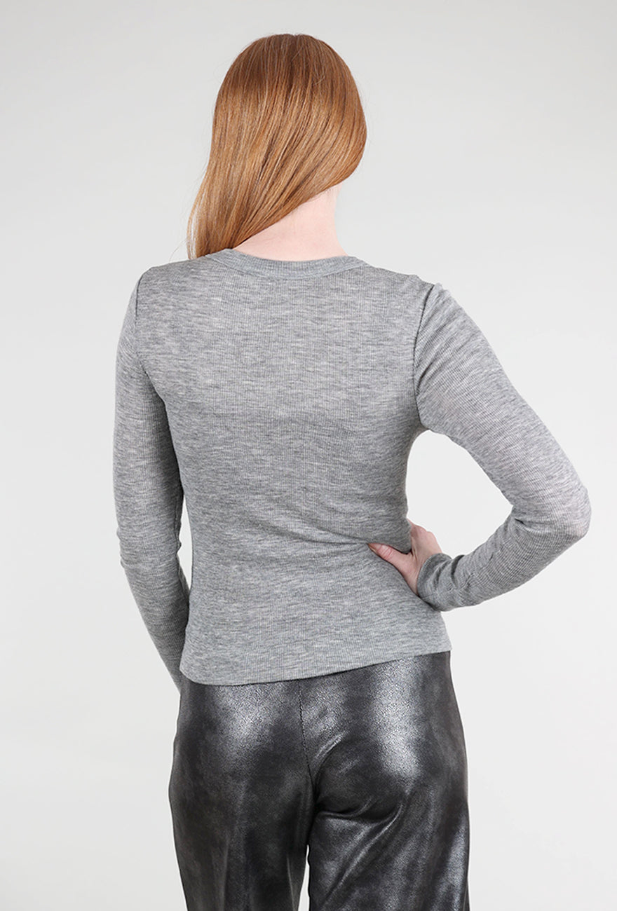 Grisal Tubular Cashmere Crewneck, Heather Gray One Size Heather Gray