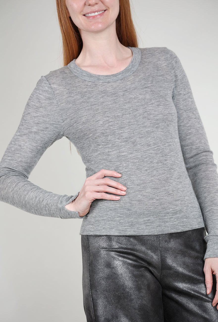 Grisal Tubular Cashmere Crewneck, Heather Gray One Size Heather Gray