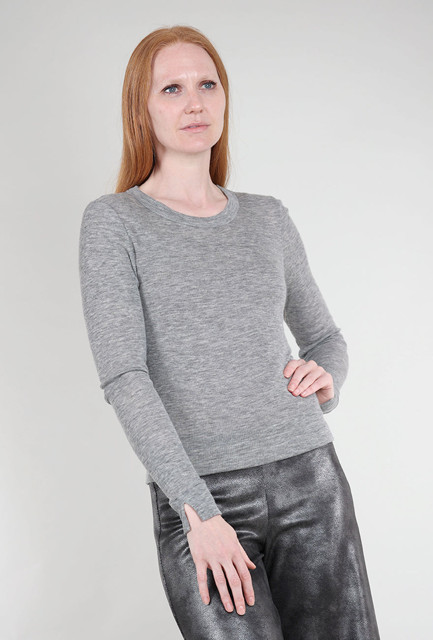 Grisal Tubular Cashmere Crewneck, Heather Gray One Size Heather Gray