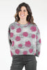Go Lightly Boiled-Wool Boxy Dot Top, Gray/Pink 