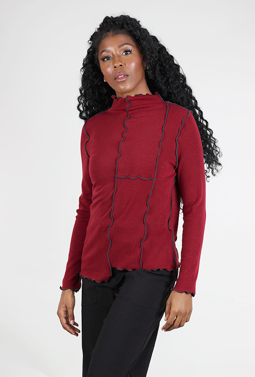 Trisha Tyler Lettuce Edge Tneck, Wine 