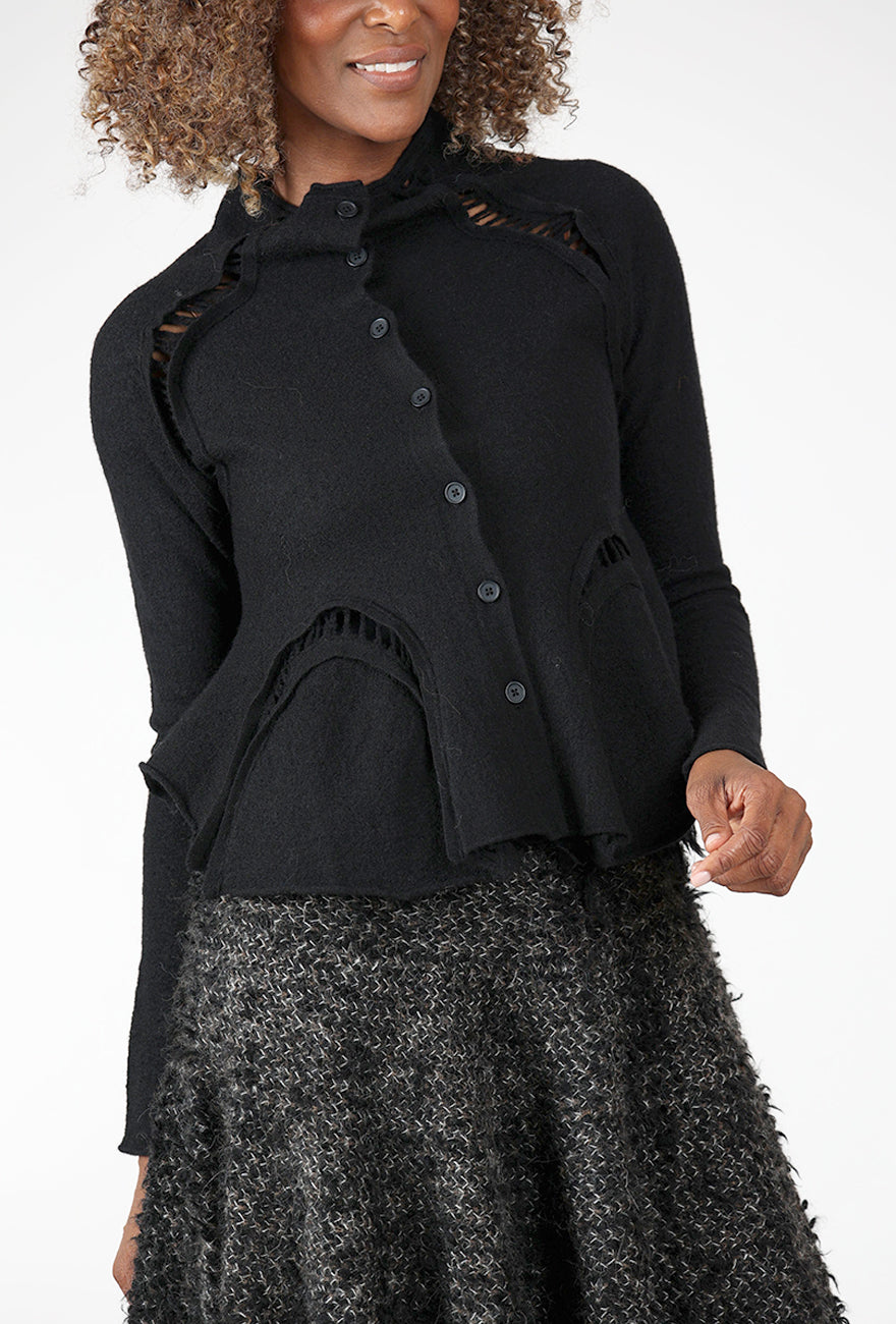 Ladder Inset BW Cardie Jacket, Black