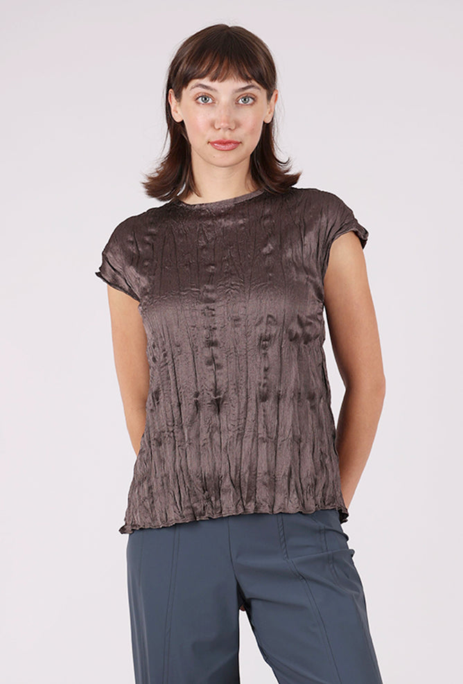 Grade & Gather Pleated Crinkle Sateen Top, Aubergine 