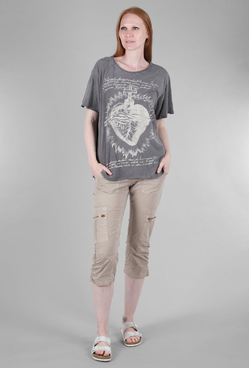 Magnolia Pearl Boyfriend Tee, Faithful Heart/Ozzy Gray One Size Moonlight