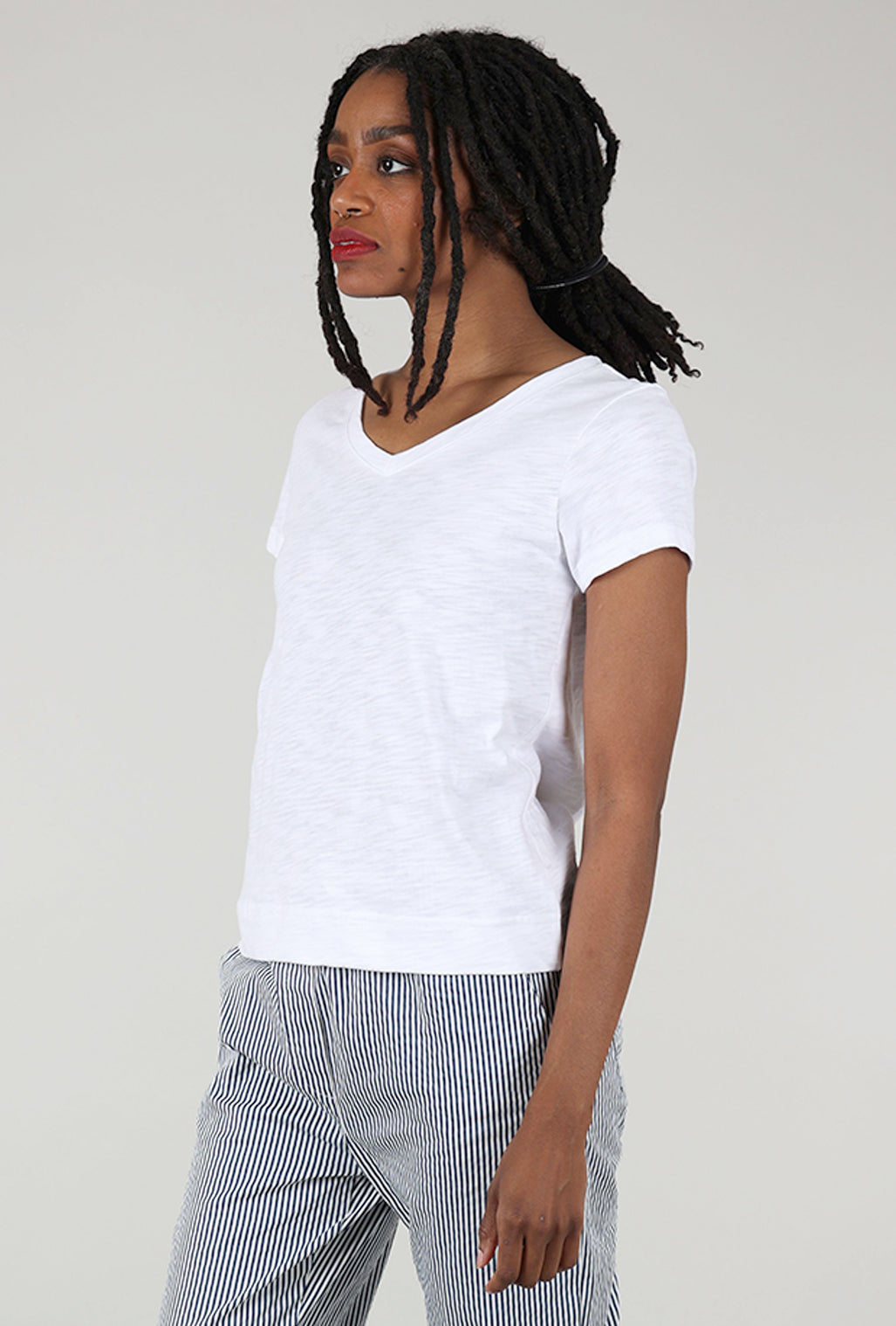 Escape by Habitat Cotton Slub V-Neck Tee, White 