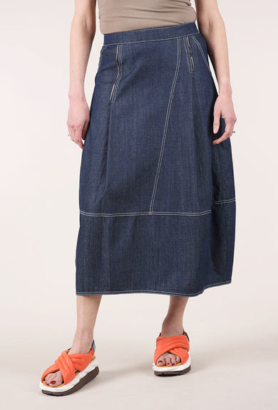 Denim Zip Skirt, Blue