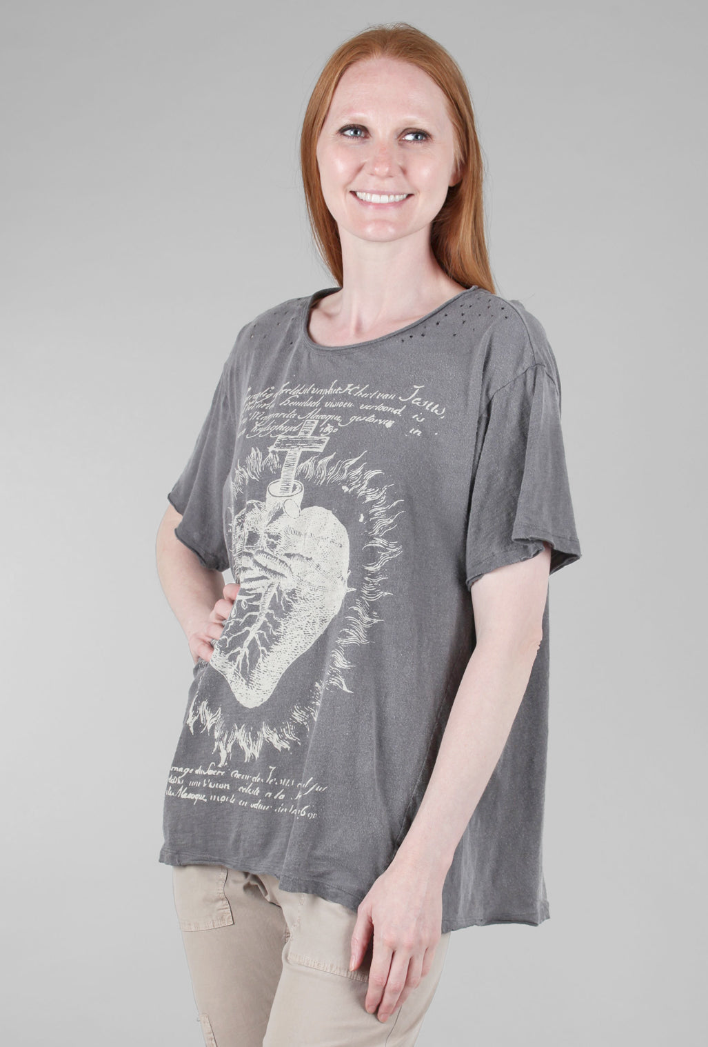 Magnolia Pearl Boyfriend Tee, Faithful Heart/Ozzy Gray 