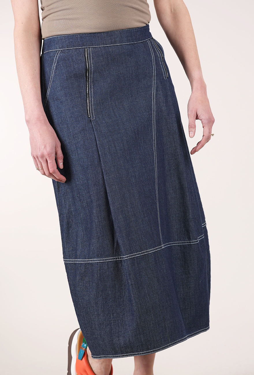 Denim Zip Skirt, Blue