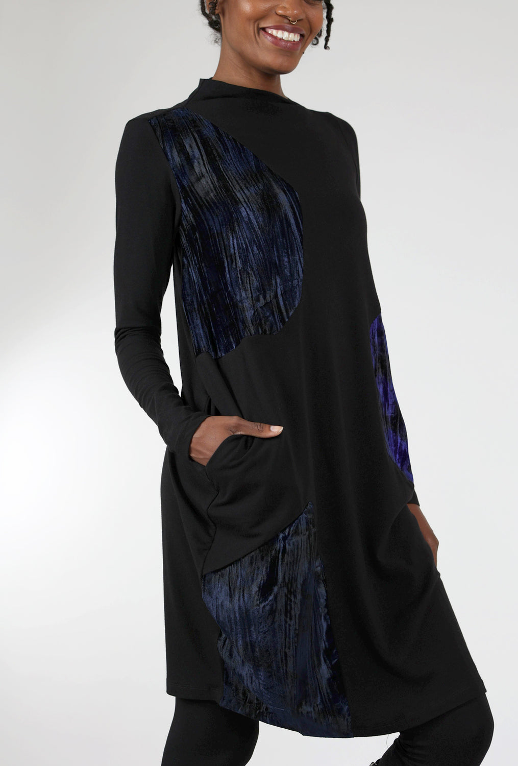 Ozai Purpley Patches Jersey Dress, Black 