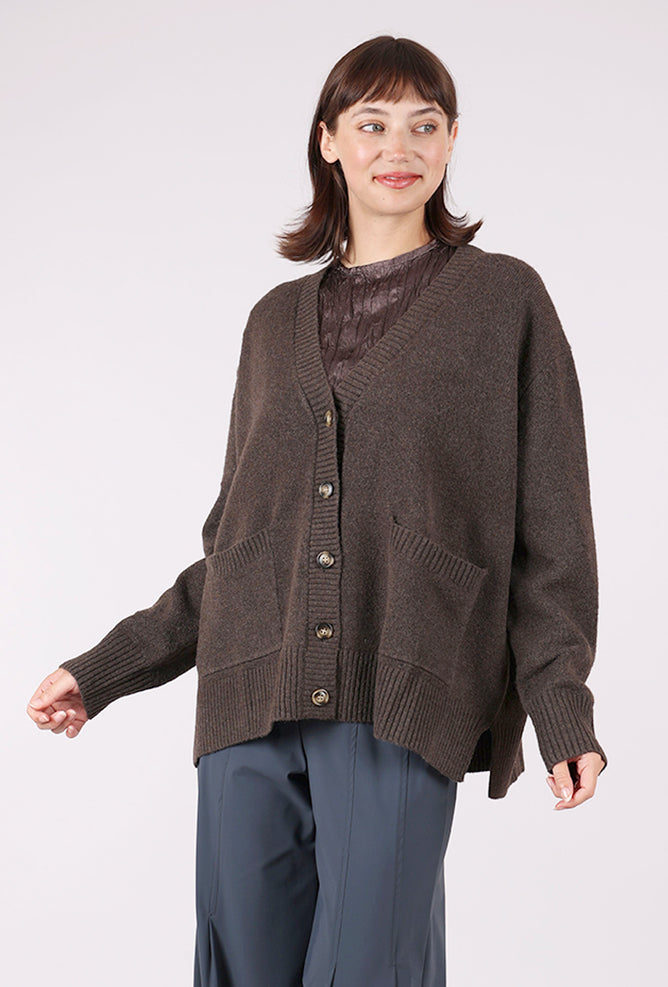 Grade & Gather Beck Button Cardie, Chestnut 
