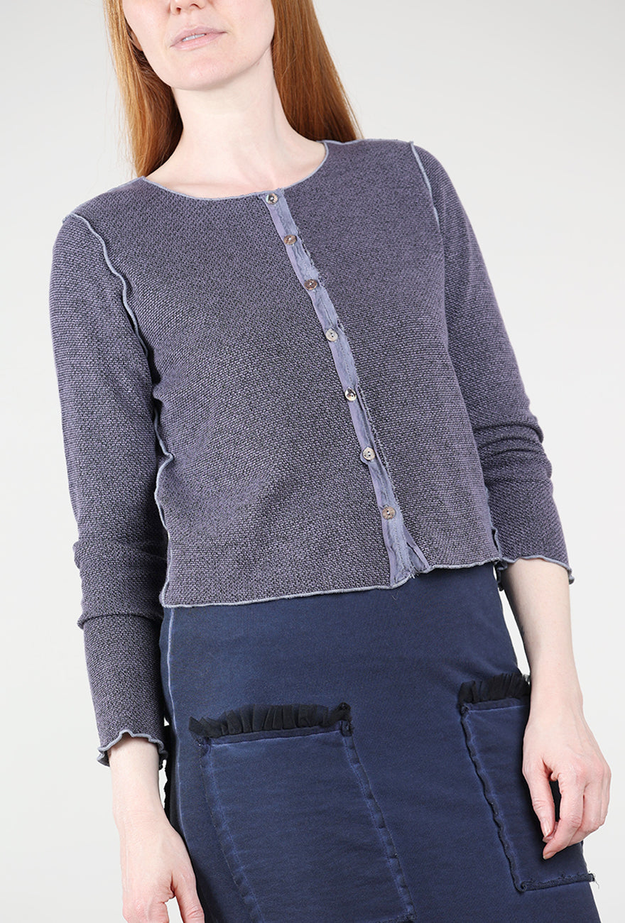 Marled Knit Crop Cardie, Whisper Angle 4