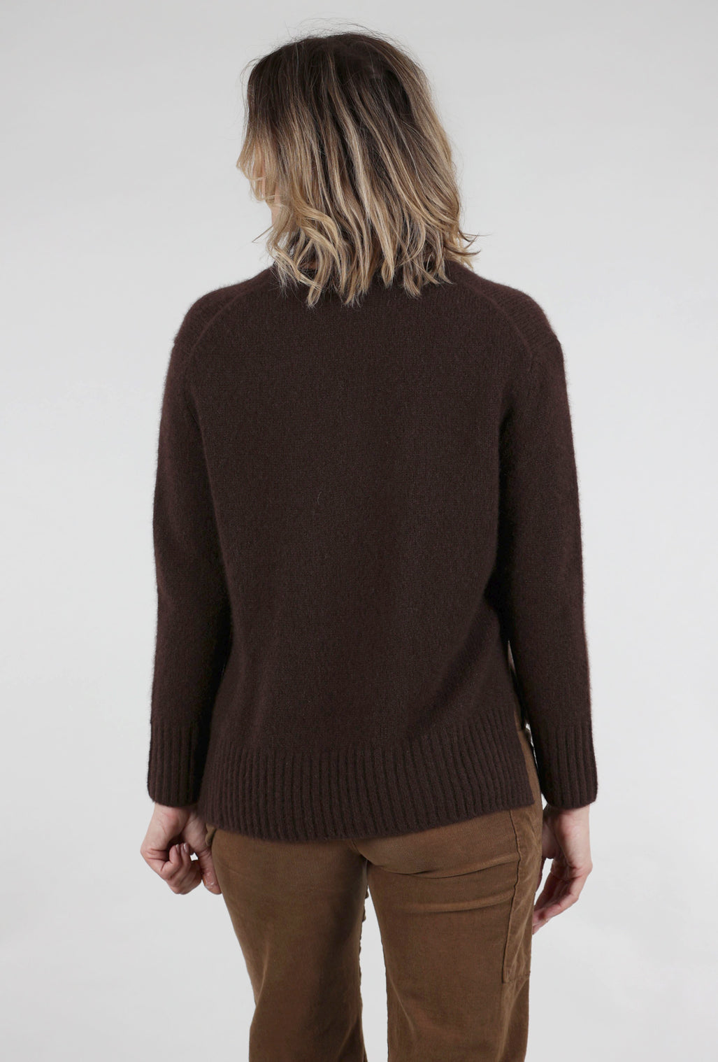 Estheme Cashmere Cashmere-Silk Grandpa Cardie, Espresso 