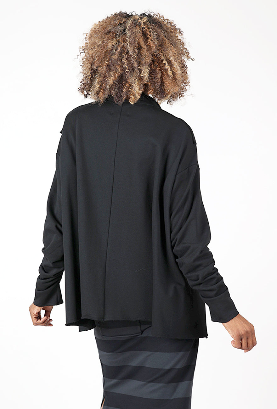 Boxy Sweat Shirt, Black Angle 3