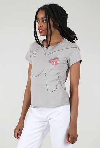 Cats with a Heart Madre T-Shirt, Gray 