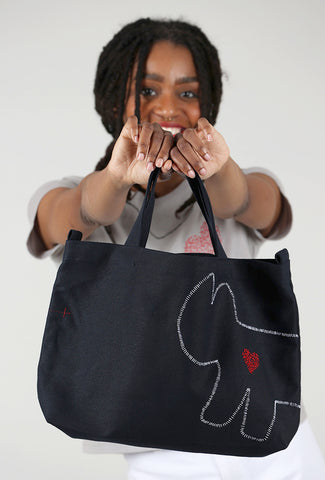 Cats with a Heart Camila Tote Bag, Navy 